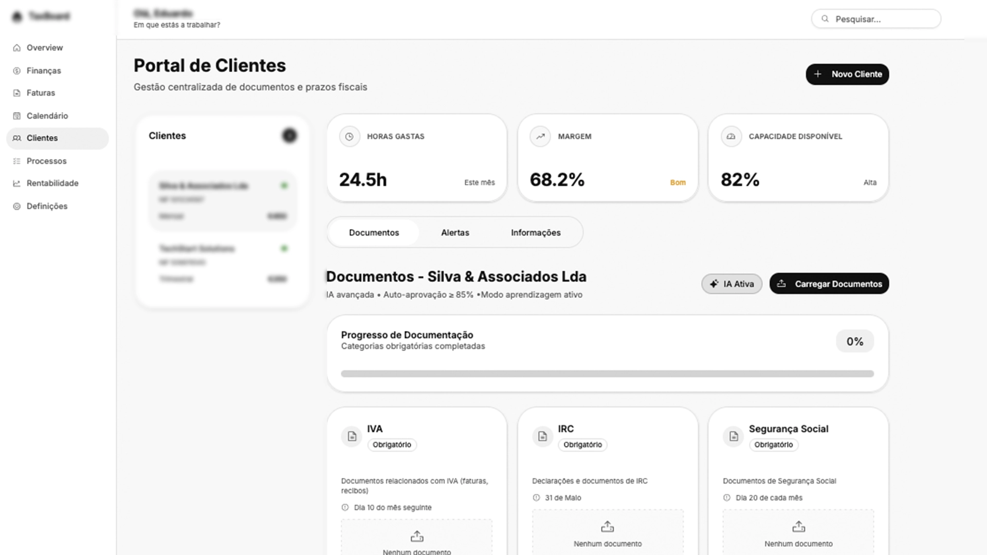 Portal centralizado de clientes — sistema de automação para escritórios de contabilidade